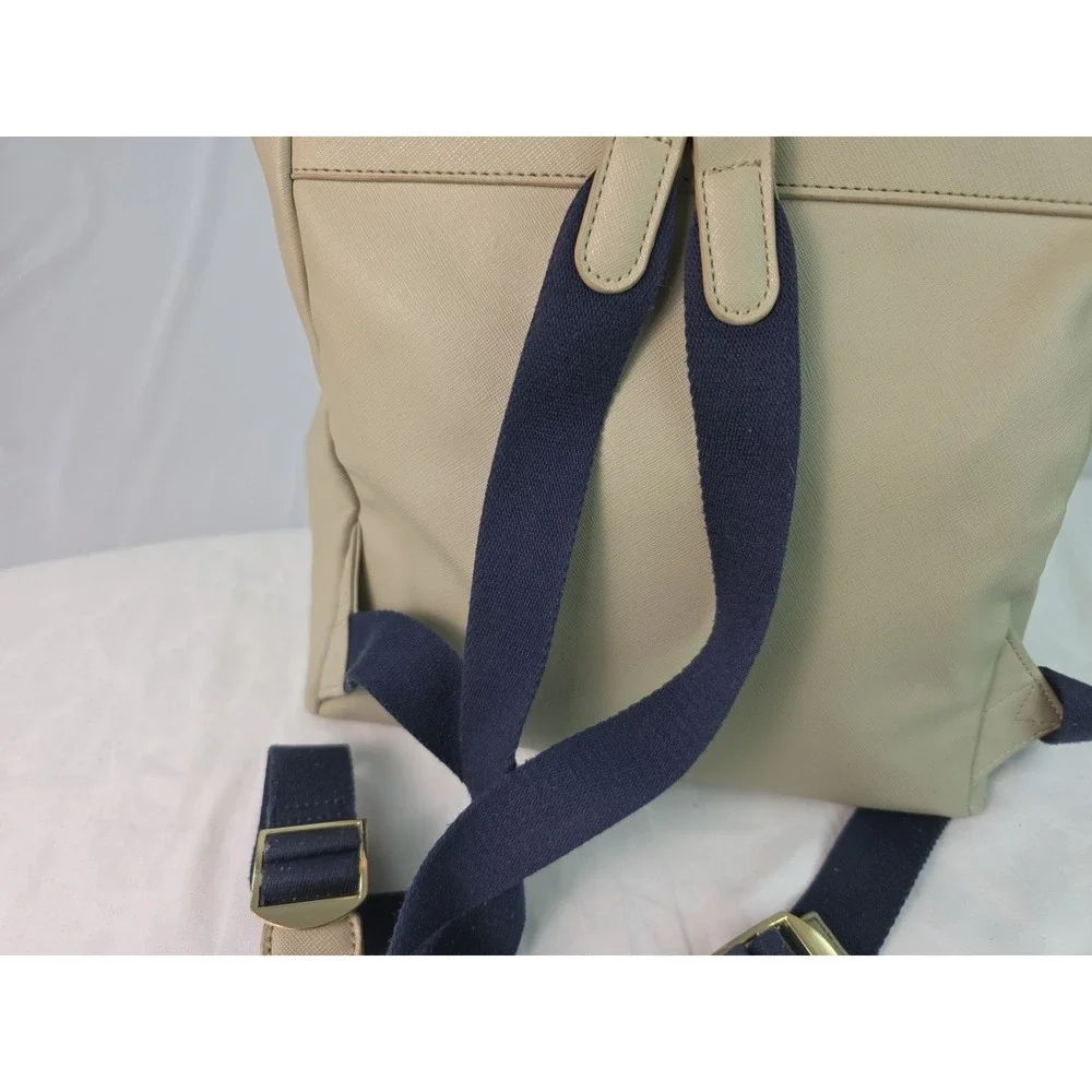 Tommy Hilfiger Cream and Navy Leather Backpack